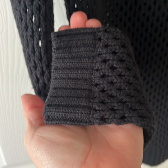 90s/Y2K Alloy Black Open Knit Long Sleeve Sweater Top, Sz Medium - Picture 5 of 10